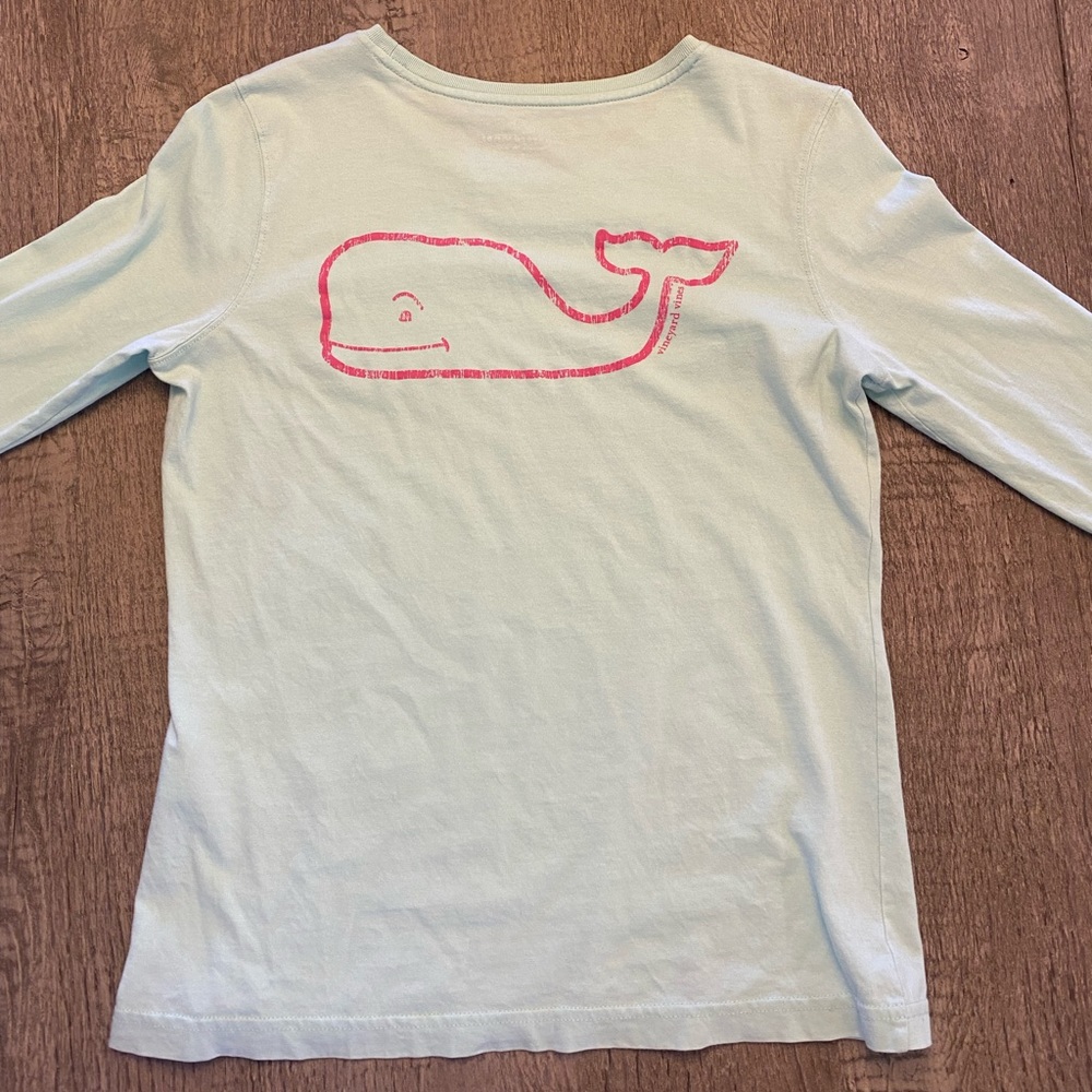 Vineyard Vines Women’s Long-Sleeve Mint Green T-Shirt with Pink Accents!